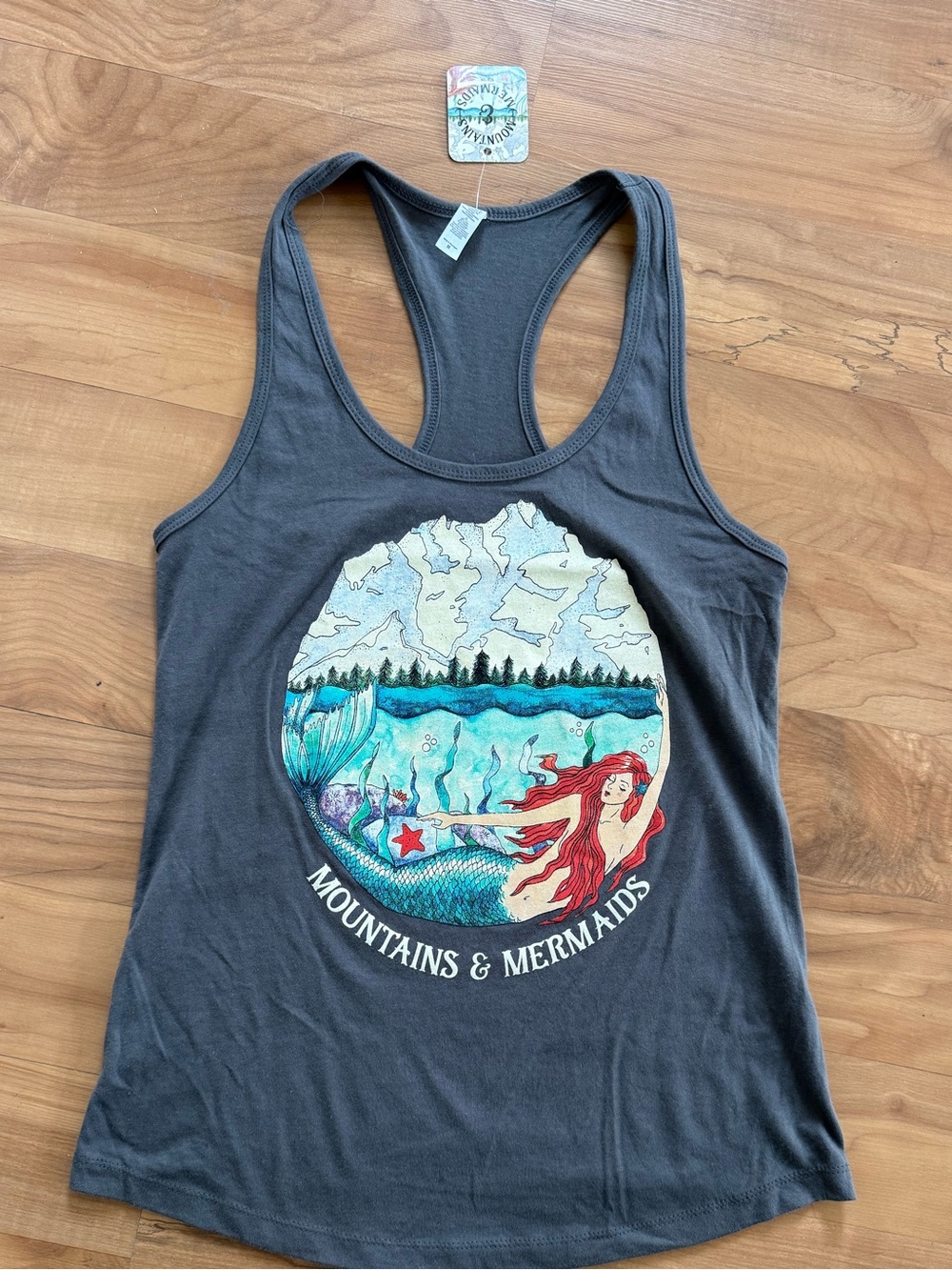 NWT Graphic Racerback Tank: Mountains & Mermaids